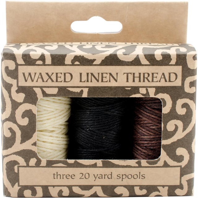 Lineco Waxed Genuine Linen Thread, 20 Yards, Pack of 3 Spools: Natural (BBHM208)