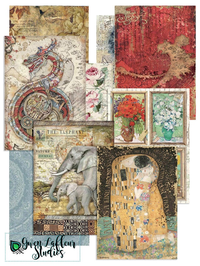Mulberry Printed Paper Collage Sheets, Ciao Bella