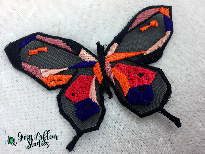 Custom and Unique Water Color Blooms and Butterflies [Watercolor Lady  Slipper Butterfly] Embroidered Iron on/Sew patch [5.84 4.89] 